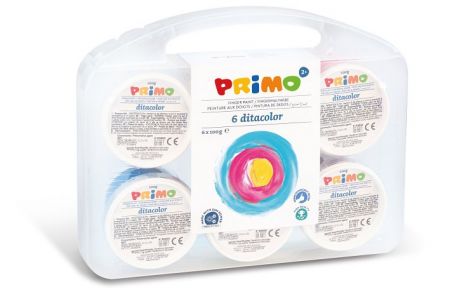 Prstové barvy PRIMO, 6 x 100g, PP box