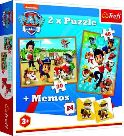 Puzzle 2v1 + pexeso Tlapková patrola zachraňuje