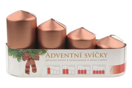 Adventní svíce válec měděná LAK postupka 50,75,90,105x60mmn 4ks v sadě