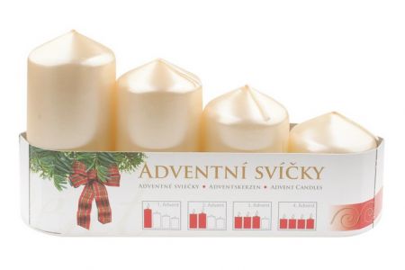 Adventní svíce válec krémová LAK postupka 50,75,90,105x60mmn 4ks v sadě