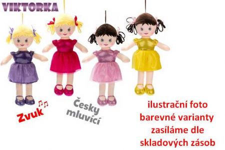 Panenka Viktorka hadrová 32cm česky mluvící na baterie, 4 barvy, 0m+