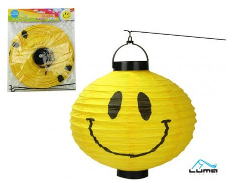 Lampion svítící 25cm kulatý SMILE baterie