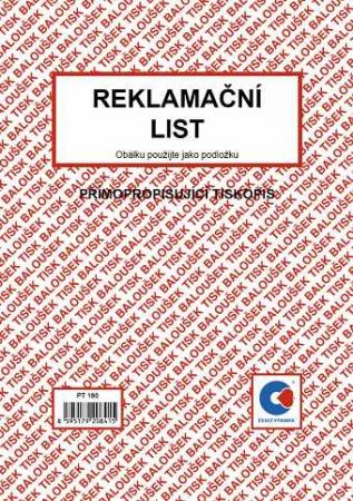 Reklamační list A5přímopropisující / PT190 / Baloušek tisk