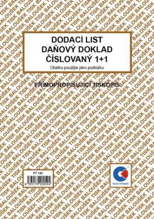 Dodací list - daňový doklad A5 číslovaný 1+1 přímopropisující / PT142 / Baloušek tisk