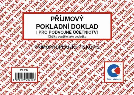 Příjmový pokladní doklad i pro podvojné účetnictví A6 přímopropisující / PT030 / Baloušek 