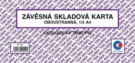 Závěsná skladová karta malá (oboustranná) 1/3 A4 / ET470 / Baloušek tisk