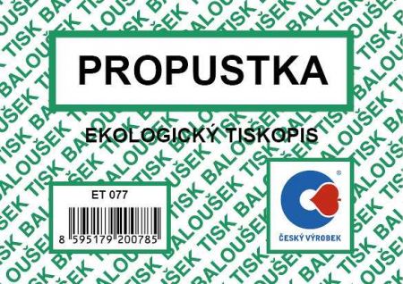 Propustka A7  / ET077 / Baloušek tisk