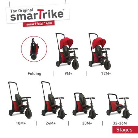 Tříkolka Smart Trike 7 v 1 Foliding Trike 400 červená