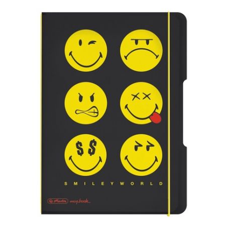 Sešit my.book flex A5/40 čtvereček, PP, SmileyWorld Black (Herlitz)