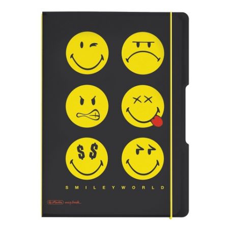 Sešit my.book flex A4/40 linka + 40 čtvereček, PP, SmileyWorld Black (Herlitz)