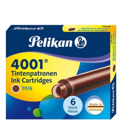 Inkoustové bombičky Pelikan 6 ks, hnědé/ v krabičce (Herlitz)