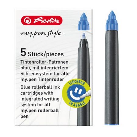 Inkoustové bombičky my.pen do rolleru 5ks modré (Herlitz)