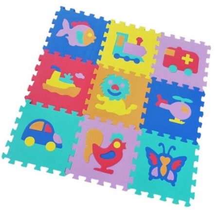 Pěnové puzzle zvířátka a dopravní prostředky 9 ks