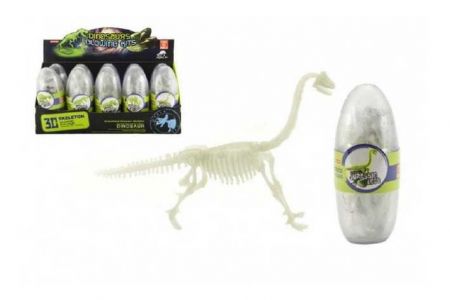 Vejce dinosarus svítící 3D kostra plast 18cm