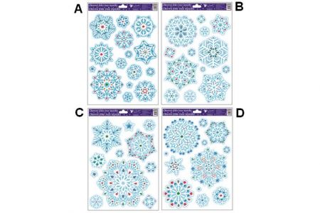 Okenní folie 24x35 cm vločky s kamínky 