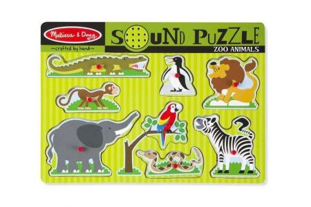 Melissa &amp; Doug - Dřevěné puzzle se zvuky - ZOO