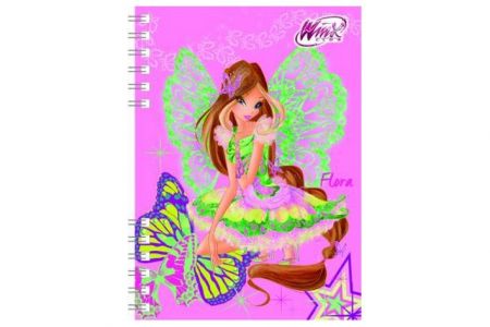 Zápisník A6 s vazbou twin wire Winx Club magic (Flora) (Školní zápisníček TW)