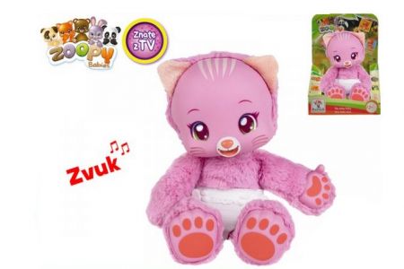 Zoopy Babies kočička 24cm tlapky svítící ve tmě na baterie se zvukem