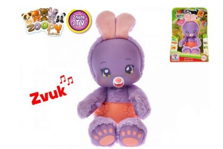 Zoopy Babies zajíček 24cm tlapky svítící ve tmě na baterie se zvukem