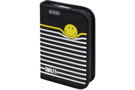 Penál školní 1-klopa Smiley B&amp;Y Stripes PLNĚNÝ HERLITZ (školní pouzdro 1 chlopa PLNĚNÉ)