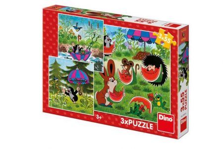 DINO Puzzle Krtek a paraplíčko 18x18cm 3x55 dílků