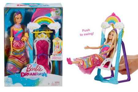 MATTEL BARBIE Princezna s duhovou houpačkou