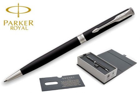 PARKER ROYAL SONNET Matte Black CT kuličková tužka Slim KT (kuličkové pero)