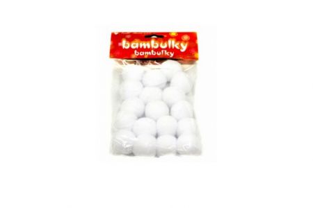 Bambulky 2,5 cm 18 kusů v sáčku - Bílé