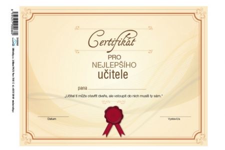 Certifikát pro nejlepšího učitele