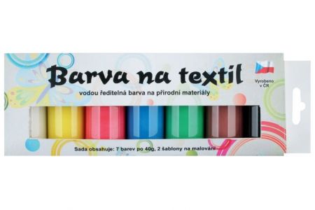 Sada barev na tmavý a barevný textil 7x20g + šablony