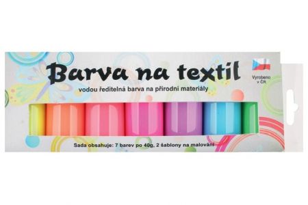 Sada barev na světlý textil svítící ve tmě 7x15g + šablony