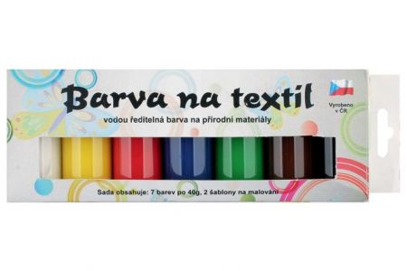 Sada barev na světlý textil klasik 7x15g + šablony