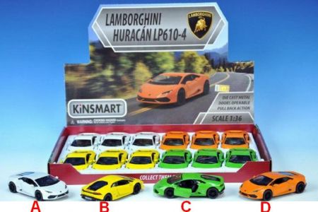 Auto Lamborghini Huracán 1:36 kov zpětný chod 4 druhy