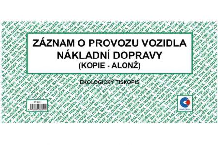 Záznam o provozu vozidla nákladní dopravy 2/3 A4 (alonž) / ET220 / Baloušek tisk