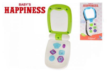 Telefon 17x6,5cm se zrcátkem na baterie se světlem a zvukem Babyś Happiness