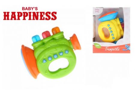 Trumpetka 12cm na baterie s melodiemi a světlem Babyś Happiness