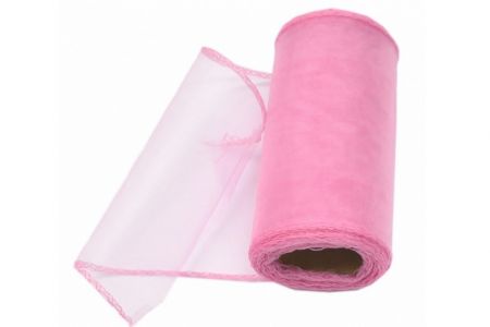 Organza 12cm/10y sv. růžová (12cm-9m-obšitá 12 cm/9m světle růžová)