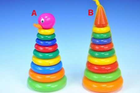 Skládačka pyramida s kroužky  plast 28cm 2 druhy