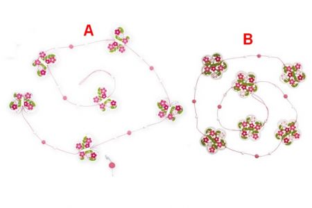 Řetěz růžovobílý motýlkový, květinkový 118cm