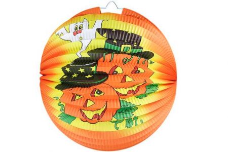 Lampion koule Halloween oranžový 25cm