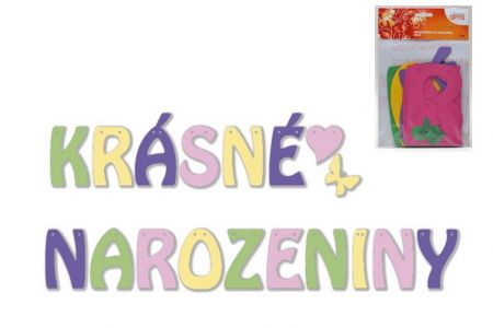 Narozeninová girlanda dívčí Krásné narozeniny