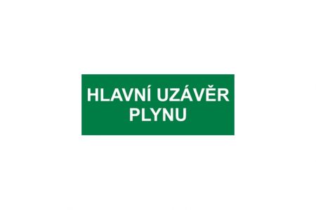 Informační cedulka - Hlavní uzávěr plynu, 20x8 cm, plast