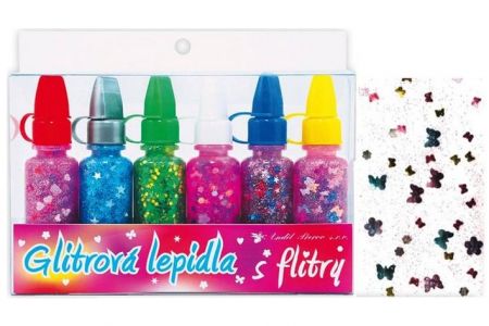 Glitrové lepidlo s konfetami sada 6x20ml