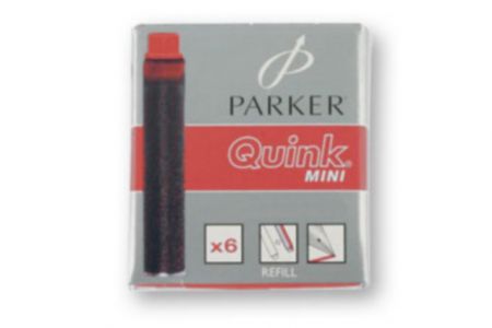 Inkoustové mini bombičky Parker ČERVENÉ 6 kusů (pro řadu plnicích Contact a Esprit a Facet
