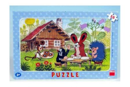 Puzzle deskové Krtek na návštěvě 15 dílků 29,5x19cm