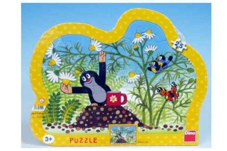 DINO-Puzzle Krtek(Krteček) s hrníčkem 25dílků kontura (25 krteček deskové-25 krtek) 