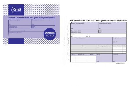 Příjmový doklad zjednodušený, A6, 100 listů, samopropisovací, OPTYS 1304
