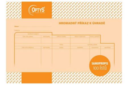 Příkaz k úhradě hromadný, A5, 100 listů, samopropisovací, OPTYS 1110