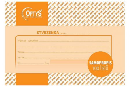 Stvrzenka, A6, 100 listů, samopropisovací, OPTYS 1080