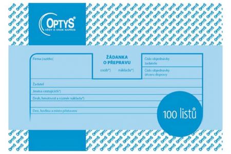 Žádanka o přepravu, A6, 100 listů, OPTYS 1176